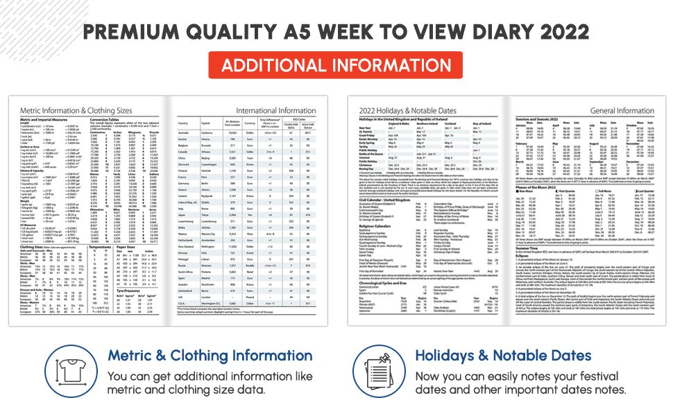 A5 Week to View Diary