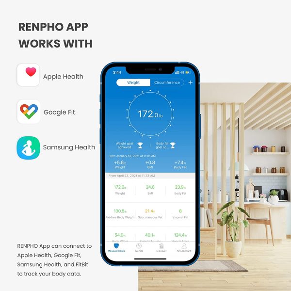 RENPHO Body Fat Scale Bluetooth, Digital Body Weight Bathroom Scales Weighing Scale Smart BMI Scales, Body Composition Monitors with Smartphone App, Black