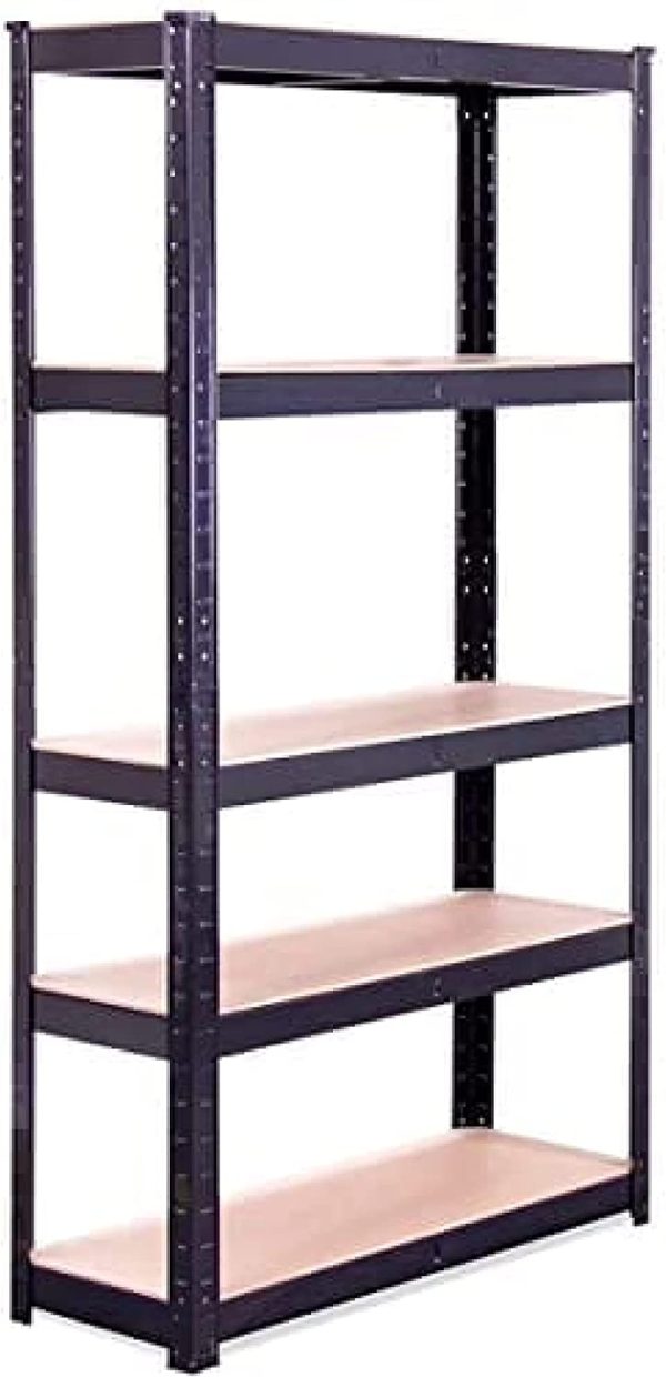 Garage Shelving Units - 5 Tier Metal Storage Shelves - Black Utility Rack for Shed, Workshop, Office Warehouse - 150cm x 75cm x 30cm, 875KG Capacity (175KG Per Shelf Unit) - 5 Year Warranty - Image 4