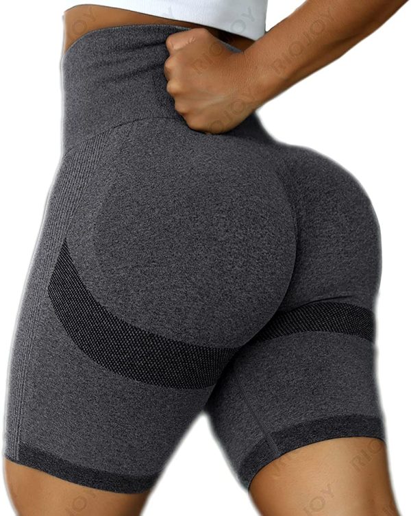 RIOJOY Scrunch Seamless Cycling Shorts for Women High Waisted Ruched Butt Lifting Sports Running Gym Shorts - Image 4