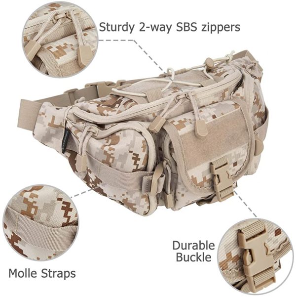 OLEADER Tactical Waist Pack Military Fanny Packs Hip Belt bag Pouch Tool Organizer for Outdoor Hiking Climbing Fishing Hunting Bum Bag - Image 5