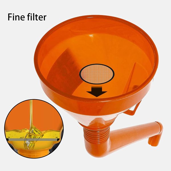 Funnel with Hose, Funnel Set, 5 Pieces, Filling Funnel with Hose and Strainer for Oil Change, Funnel Set for Car, Workshop and Household - Image 4