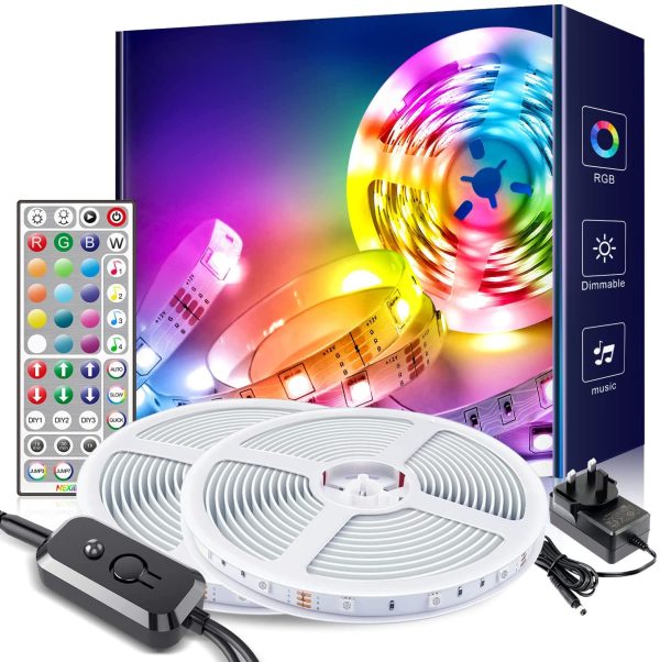 LED Strips Lights 15m (7.5m x 2),  44-Key Remote RGB LED Lights with Built-in Mic sync to The Music Colour Changing 5050 RGB LED String Lights(IR Remote+ Mic Control) - Image 3