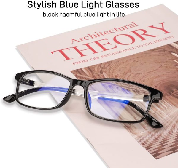 Blue Light Blocking Glasses Computer Gaming Black Mens Womens Spring Hinges VVDQELLA Reading Glasses 0.00 - Image 6