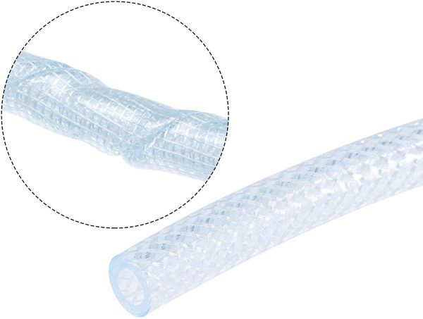 Braided PVC Tubing, 1/4"(6mm) ID 3/8"(10mm) OD 10ft Flexible Clear Water Hose