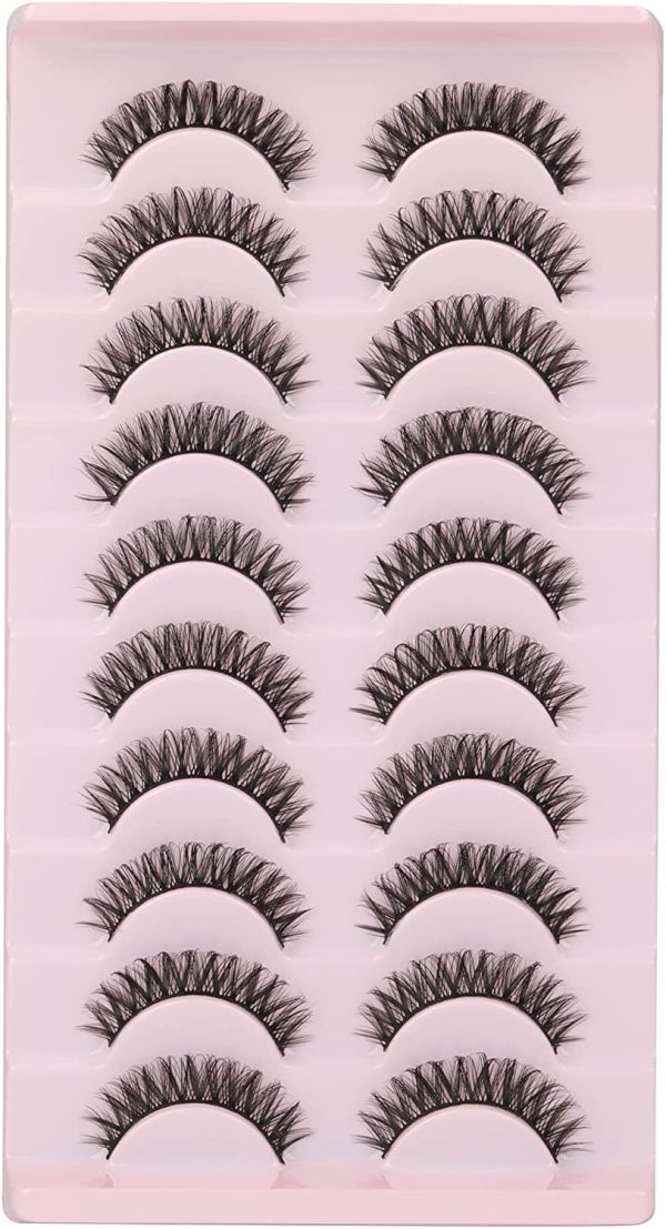 False Eyelashes Russian Strip Lashes Natural Wispy Fluffy Lashes 3D Effect Fake Eyelashes 10 Pairs Pack by Wiwoseo - Image 4