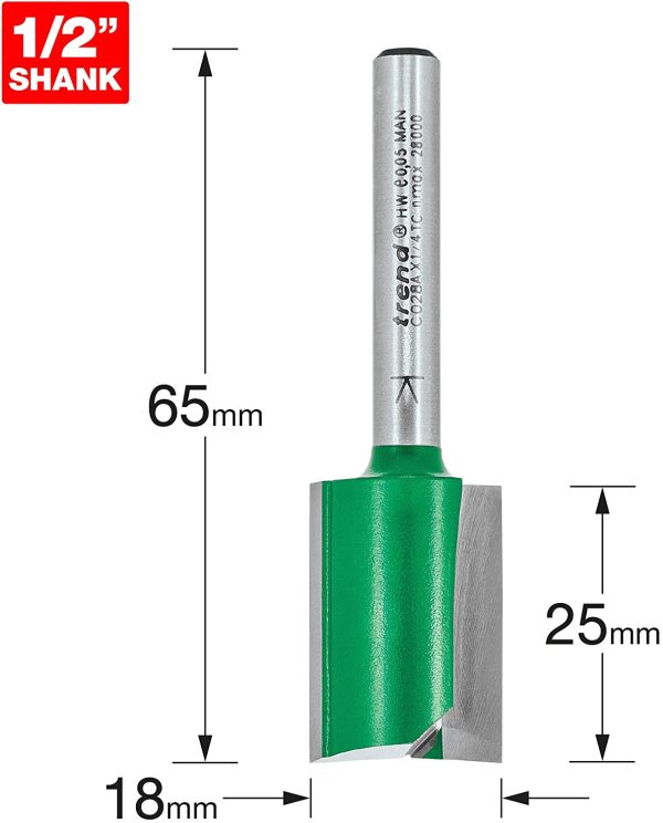 C028AX1/4TC 1/4" Shank Straight Router Cutter Bit-18mm L, Silver, 18.0MM Dia X 25MM Cut - Image 2