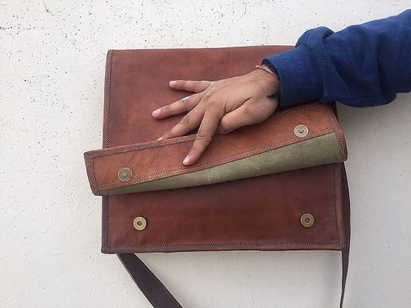 Handmade Original Leather Messenger 9"x11" Sling Bag mens - Image 3