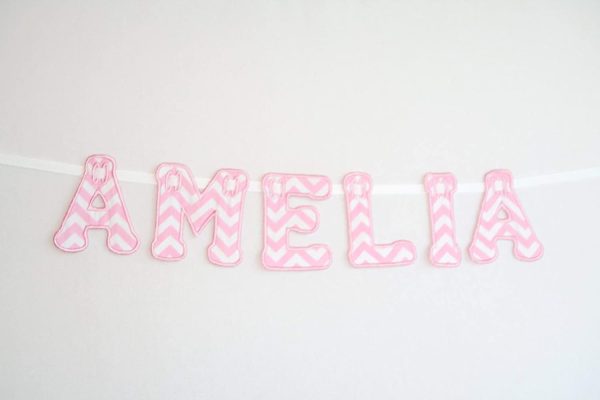 Handmade Personalised Name Bunting - Priced Per Letter - Pink Zigzag - Image 2