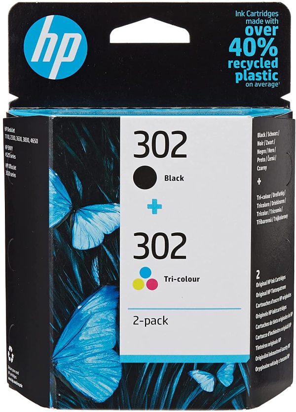 HP X4D37AE 302 Original Ink Cartridges, Black and Tri-colour, Multipack