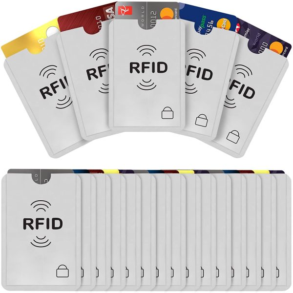 Savisto RFID Blocking Credit Card Sleeves | 20 Pack of Contactless Card Protection Holders for Identity Theft Protection - Ideal for Debit and Credit Cards, ID & Key Cards - Silver - Image 6