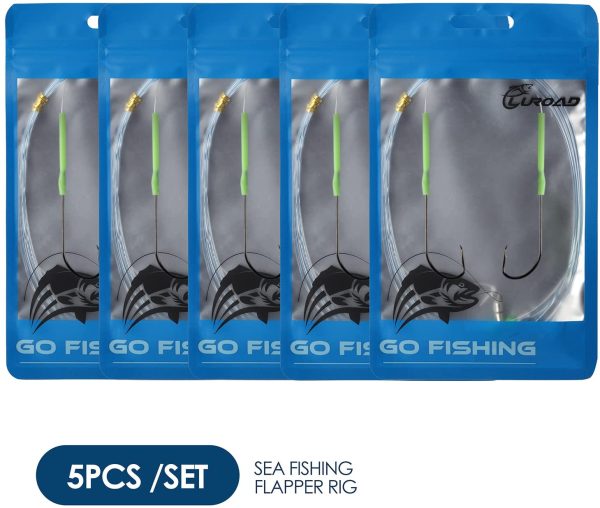 Luroad 5pcs Sea Fishing Rigs, Pre Tie Flapper Rigs Sea Fishing Hook Sizes 1, 2/0 for Beach Casting Shore Fishing Flounder, Whiting, Bass, Plaice - Image 4