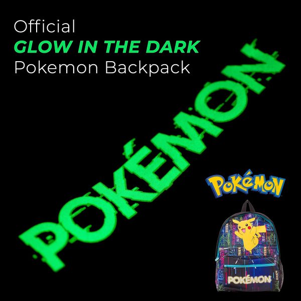 Licenced Pok??mon Glow in The Dark Backpack | Large Pokemon Rucksack with Pikachu | Official Pokemon School Bag for Boys and Girls | Kids Pokemon Bags | Christmas Back to School gift - Image 4