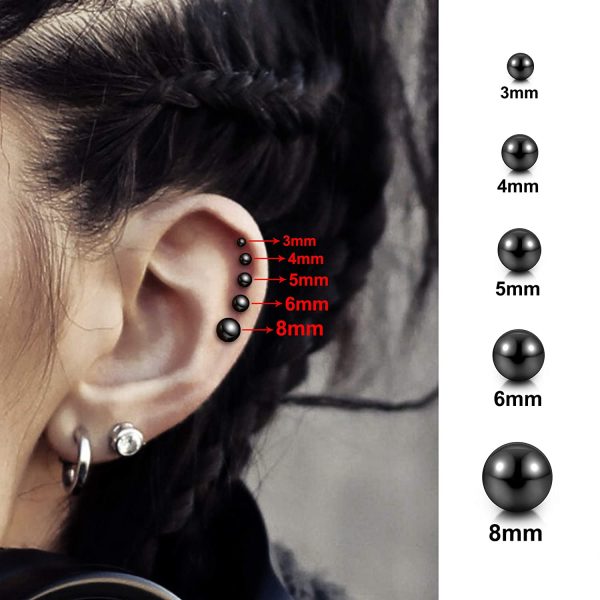 JOVIVI Silver Stud Earrings for Women Girls, 5 Pairs Stainless Steel Round Ball Stud Earrings Set, Hypoallergenic Barbell Earring Ear Studs Men Jewellery,Size: 3, 4, 5, 6, 8mm - Image 5