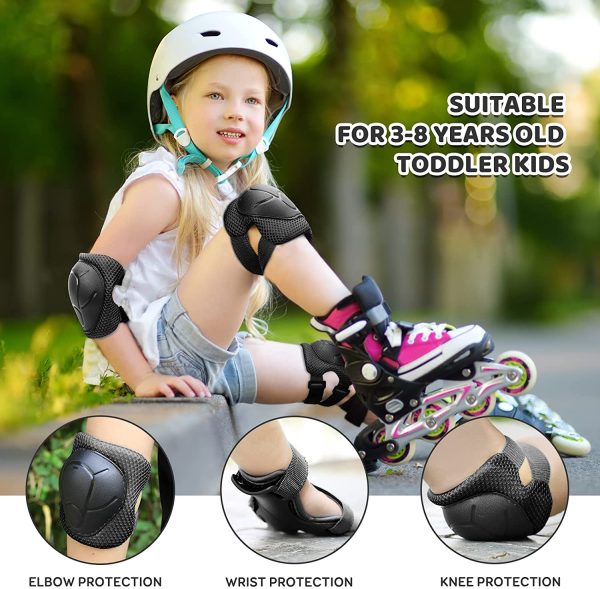 KUYOU Kids Knee Pads Set,6 in 1 Kit Protective Gear Knee Elbow Pads with Adjustable Wrist Guards Toddler Children Protection Safety for Rollerblading BMX Bike Bicycle - Image 7