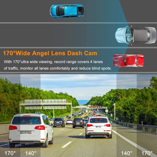 Dash Cam with SD Card Included FHD 1080P Dash Cams for Cars Dash Cameras Record Dash Cam with Night Vision, 170??Wide Angle 3??IPS Screen Dashcam Loop Recording G-sensor Motion Detection Parking Monitor - Image 3