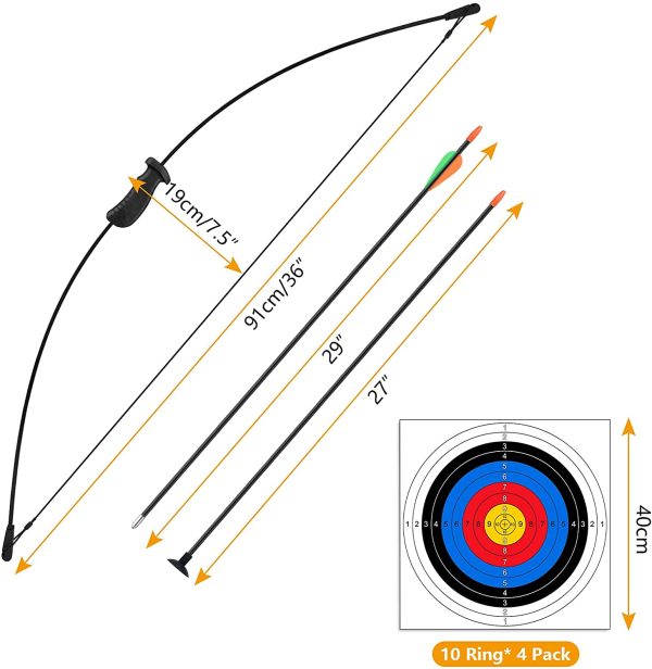 Bow and Arrow Set for Beginner Outdoor Training,Archery Set 5-16 Lbs with 4pcs Arrows Paper Targets