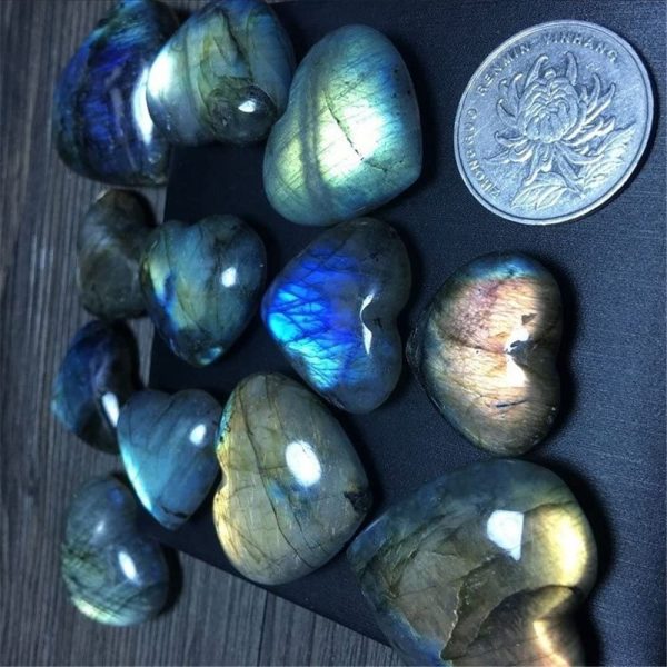 Moonstone Crystal Labradorite Palm Stone Healing Quartz Gemstone Worry Stone Heart Shape for Jewllery Making Worry Stone Therapy Smooth - Image 2