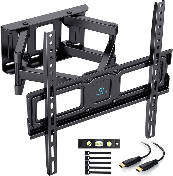 PERLESMITH TV Wall Bracket, Swivel Tilt TV Mount for 32-55 Inch Flat & Curved TV up to 45kg, Max. VESA 400x400mm - Image 2