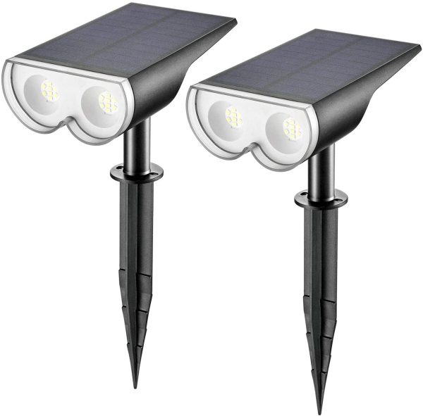 16-LED Solar Landscape Spotlights, Dusk-to-Dawn IP67 Waterproof Solar Powered Outdoor Garden Lights, 6500K Daylight White, Outdoor Wall Lights for Garden Yard Driveway Porch Walkway, 2 Pack - Image 3