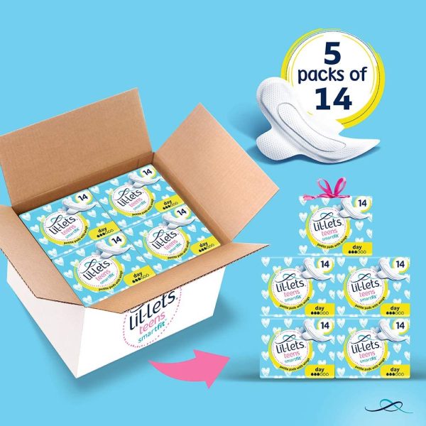 Lil-Lets Teens Day Pads | 70 Petite Pads with Wings | 5 Packs of 14 Pads - Image 6