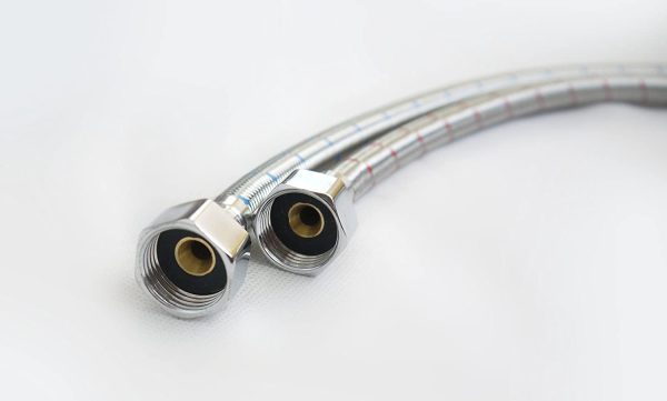 Pair of 1/2" x 1/2" BSP (300mm) Kitchen Basin Monobloc Mixer Tap Connector Flexible Hose Pipes Tail -FBA