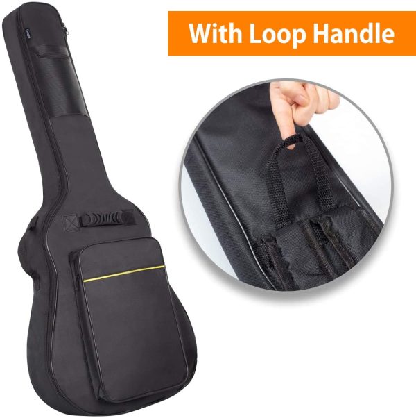 CAHAYA 40 41 Inch Acoustic Guitar Bag Waterproof Guitar Case Gig Bag 8MM Padding with Back Hanger Loop- Black Soft Case, CY0152 - Image 3