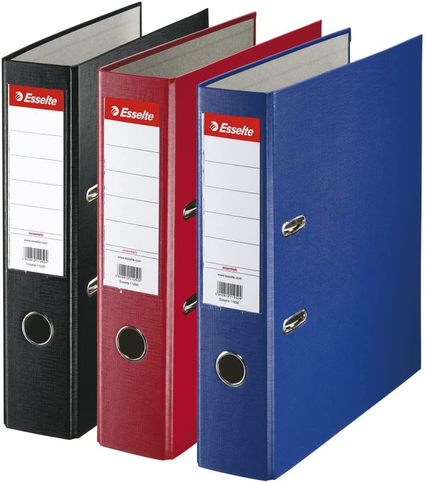 , Pack 3 A4 Lever Arch File, 550 sheets Capacity, PP, Plastic Cover, Red, Blue and Black File Folders, 628327 - Image 3