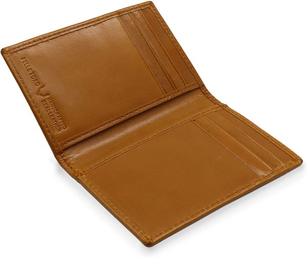 Pelle Toro Minifold Leather Credit Card Holder Wallet for Men, Thin RFID Blocking Contactless Card Protector, Handmade Minimalist Slim Mens Card Wallet in Mens Gift Box, Tan Wallet - Image 5