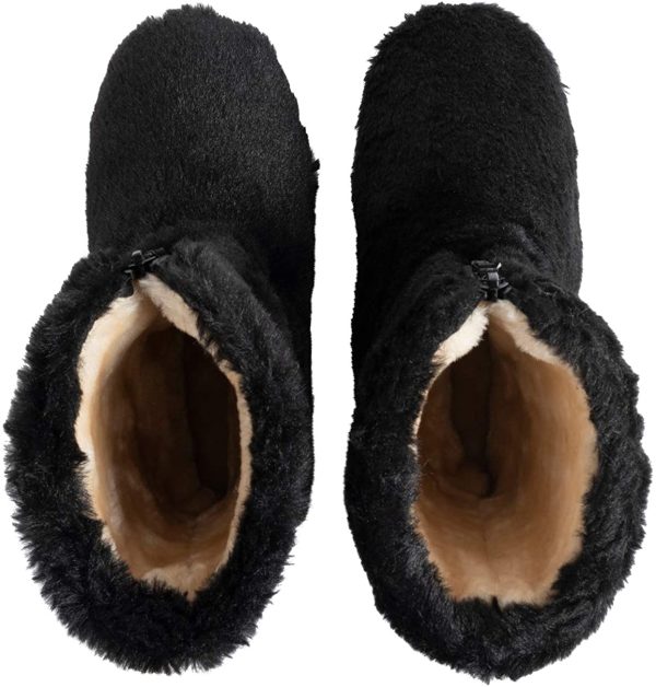 Polar Womens Memory Foam Zipper Faux Fur Covered Rubber Sole Indoor Outdoor Cosy Luxury Boot Slippers - Image 2