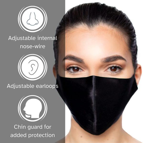 HABAC STUDIO - 100% Silk Face Mask, Face Masks Washable UK, Reusable Face Mask, Mens Face Mask, Mulberry Silk Mask, Masks for Women, Face Covering, Face Masks, Nose Wire, Choice of 15 Colours.