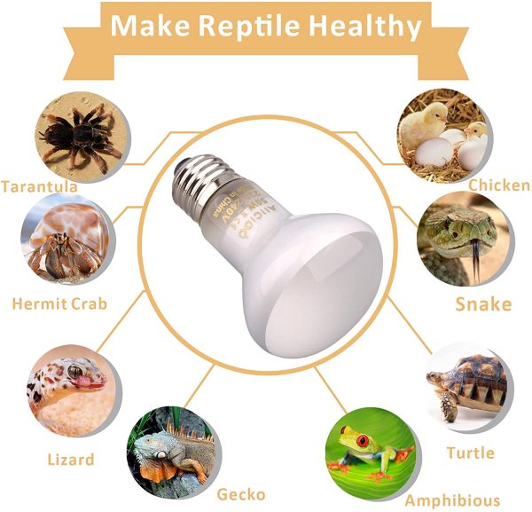 Reptile Heat Lamp Daylight Basking Bulb 50W 2PACK White - Image 7