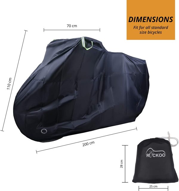 Rockoo | Bike Cover for Outdoor Storage | Heavy Duty 190T Nylon Rain UV Protection Dustproof with Lock Holes and Storage Bag | Perfect for Mountain, Road Bikes/Bicycle ?C - Image 6