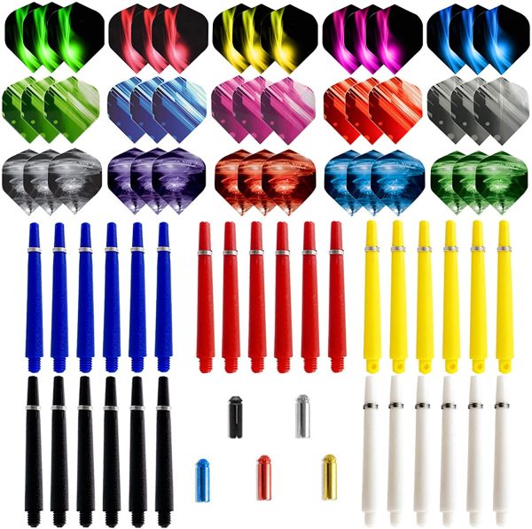 BIPY 75Pack Dart Nylon Stems and 2D Flights Set in 2BA Medium Nylon Shafts Colourful Flights and O Rings Professional Dart Accessories Kit Perfect Accessories for Indoor Dart Games - Image 6