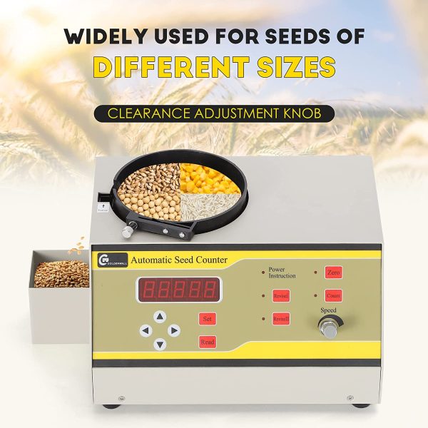 CGOLDENWALL Automatic Seed Counter Microcomputer Counting Machine- Adjustable Drop Hole Size- LED Display for Rice Corn Wheat Soybean Vegetable Seeds etc. 1000pcs/3min Counting Speed 220V