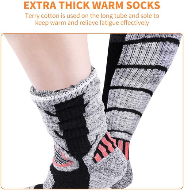 Kuyou Ski Socks Women Men,3 Pairs Cashmere-Like Long Hose Winter Thermal Skiing Socks, Hiking Socks Women Size UK 3-8 / Eur 35-41,Men Size UK 6-11 / Eur 39-45 for Skiing,Snowboarding,Hiking,Skating - Image 2