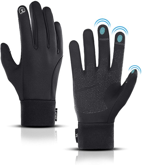 LERWAY Winter Warm Gloves, Touchscreen Gloves Windproof Water-Resistant Thermal Non-slip MTB Gloves Black for Men Women Running Driving Cycling Climbing Hiking Skiing - Image 3