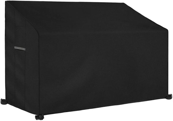 Dokon 2 Seat Garden Bench Cover with Air Vent, Waterproof, Windproof, Anti-UV, Heavy Duty Rip Proof 600D Oxford Fabric Outdoor Patio Bench Seat Cover (134 x 66 x 63 / 89cm) - Black