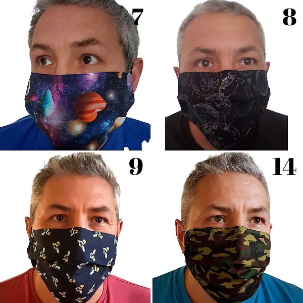 Deluxe Face Mask/Multi Layer Roomier For Larger People Or Beard Wearers/British Quality Handmade 100% Cotton/Head Ear Elastic/Re-Usable/Washable-Black/Navy Face Covering - Image 6