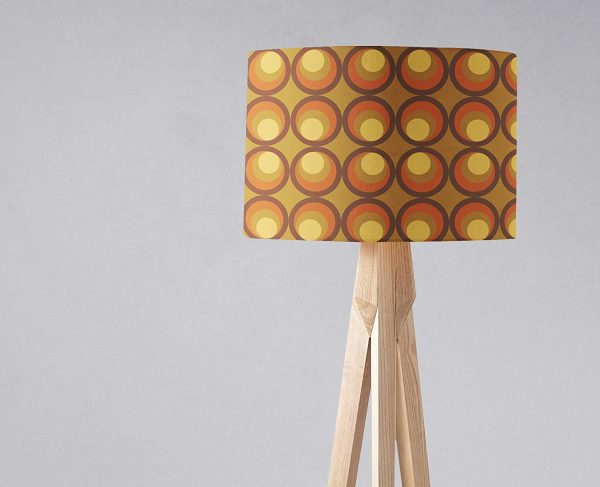 Orange and Brown 1970s Circles Design lampshade, Ceiling or Table Lamp Shade