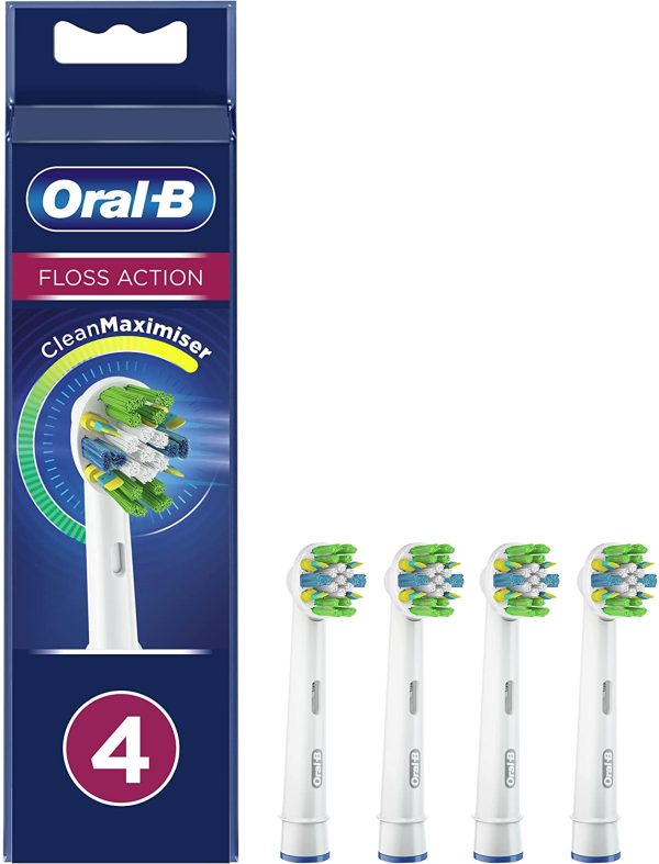 Oral-B Floss Action Electric Toothbrush Head with CleanMaximiser Technology, Angled Bristles for Deeper Plaque Removal, Pack of 4, White - Image 4