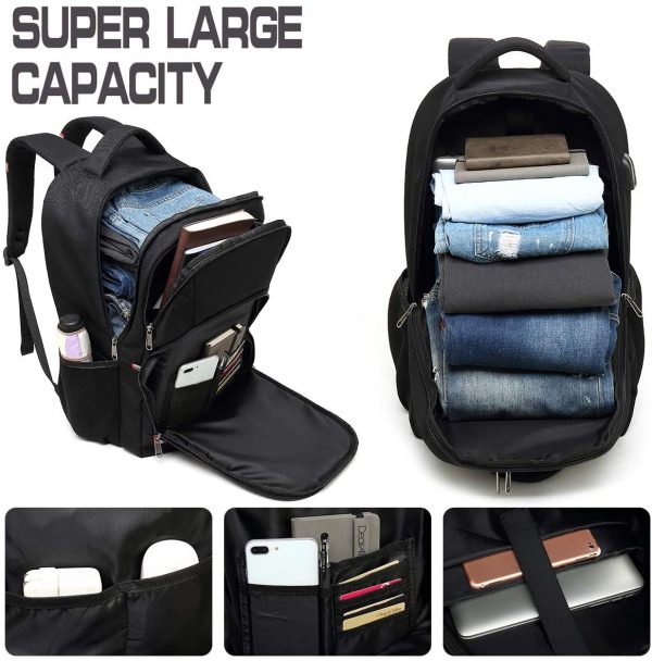 Laptop Backpack,Extra Large Anti-Theft Business Travel Laptop Backpack Bag with USB Charging Port (Black 17 inch) - Image 6