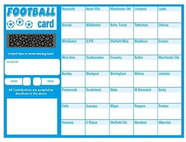 Football Fundraising Cards 40 Teams Pack of 10 cards Football Scratch Cards Charity Events ET