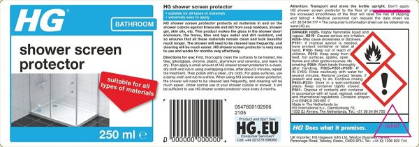 HG Shower Screen Protector, Bathroom Protector Against Scale & Dirt, Prevents Limescale Deposits & Soap Residue - 250ml (476030106) - Image 7