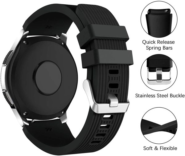 Dirrelo Strap Compatible with Samsung Galaxy Watch 3 45mm/Galaxy Watch 46mm/Huawei GT 2 46mm, 22mm Soft Silicone Sport Wrist Bands Replacement for Samsung Gear S3 Frontier for Men Women - Image 2