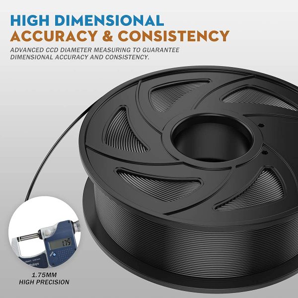 E-DA Flexible TPU Filament 1.75mm 1kg 3D Printer Filament TPU 3D Printing Materials Dimensional Accuracy +/- 0.05mm Black - Image 5