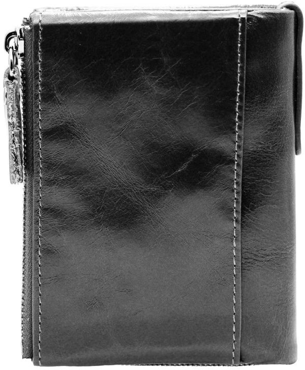 Hibate Mens Leather Wallet RFID Blocking Men Wallets Credit Card Holder Coin Pocket Purse - Black - Image 2