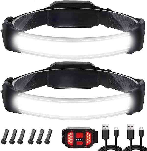 Head Torch,2 Packs Super Bright 1500 Lumens 260° Wide Beam Headlamp,USB Rechargeable Powerful Headlight,IPX6 Waterproof and Red Taillight Headlamp,Led Head Torch for Camping,Fishing,Cycling,Hiking - Image 7