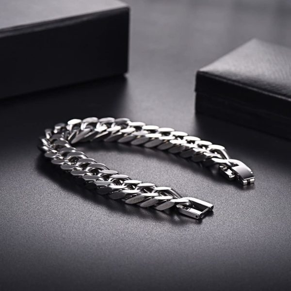 PROSTEEL Men Chain Bracelet, Chunky 12MM, Custom Available, 21/23CM, Gold Plated/Black/Stainless Steel (with Gift Box) - Image 2