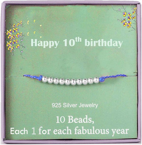 Birthday Gifts for 10th Girls 10 Year Old Gifts for Girls Silver Beads bracelet for 10 Years Old Little Girls Presents Jewellery Gift Idea with Birthday Cards BOX and BAG?? - Image 6